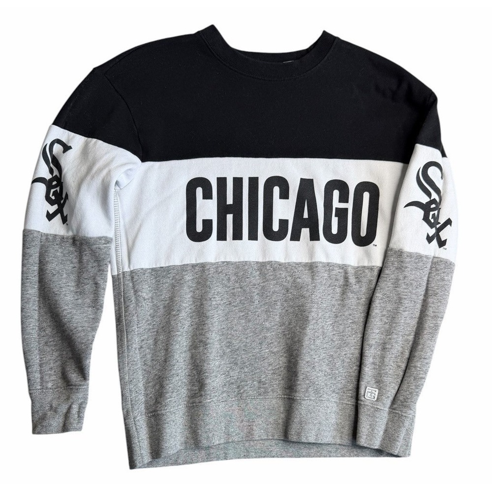 Tailgate Chicago White Sox Color Block Crewneck Sweatshirt XS Black Gray